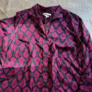 Foxcroft Black and Pink Patterned Womens Shirt